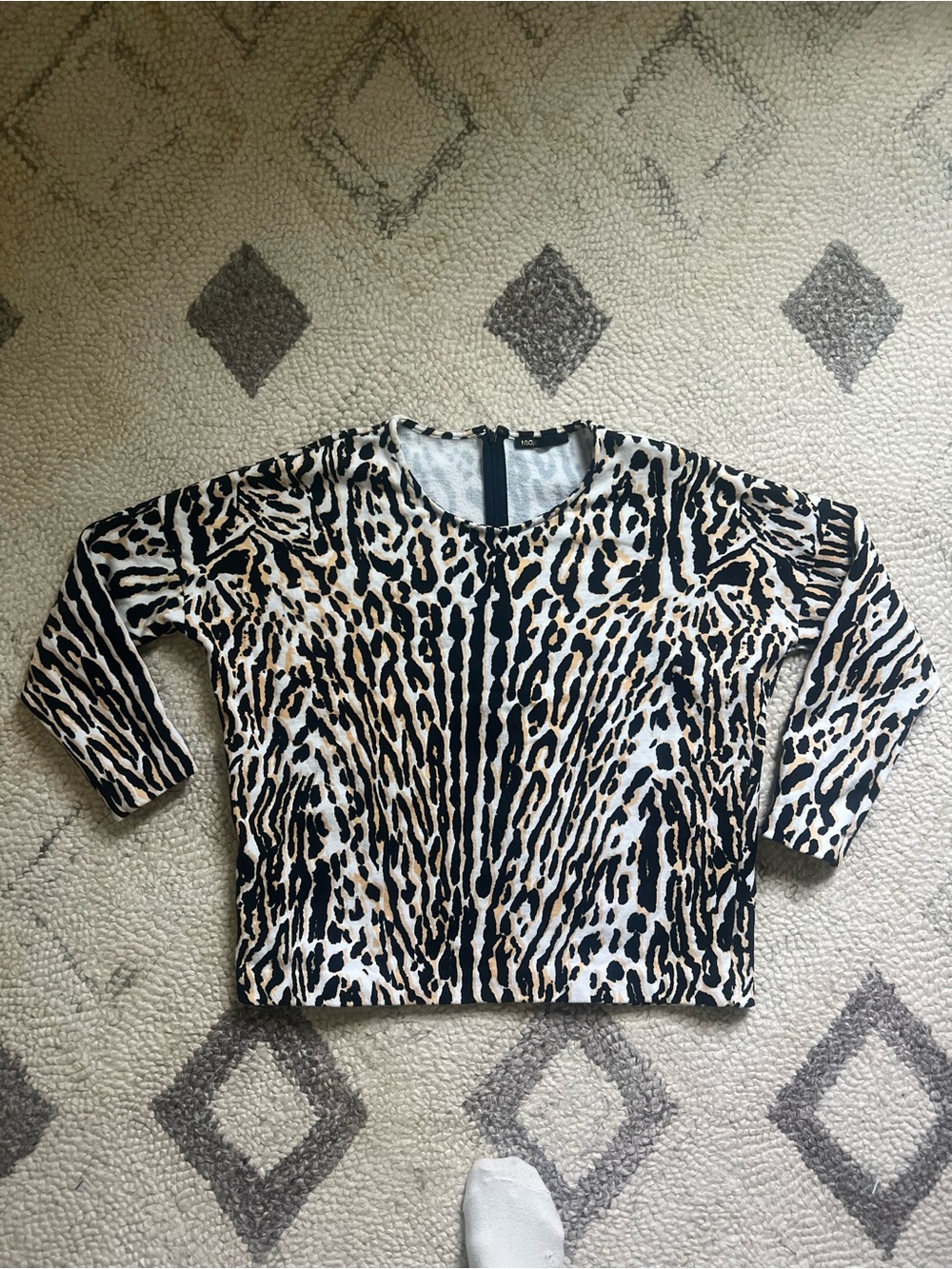 Maje Black, White & Tan Leopard Print Top